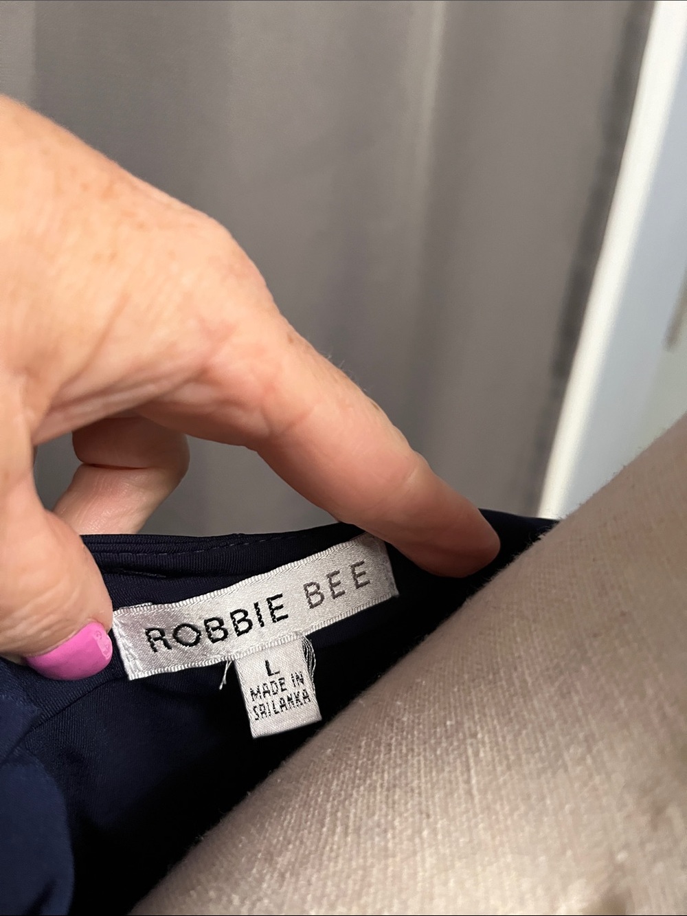 Robbie Bee Navy Blue Asymmetrical Dress - Picture 4 of 5